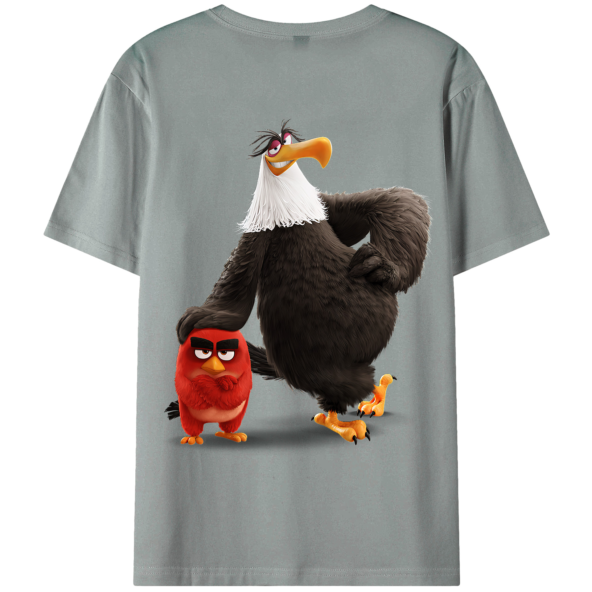 （画像用） Angry Birds アングリーバード 綿100％ メンズ半袖Tシャツ（バックプリント） 通気性